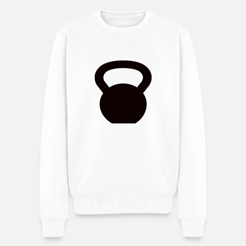 Kettlebell - Männer Premium Bio Pullover - Weiß