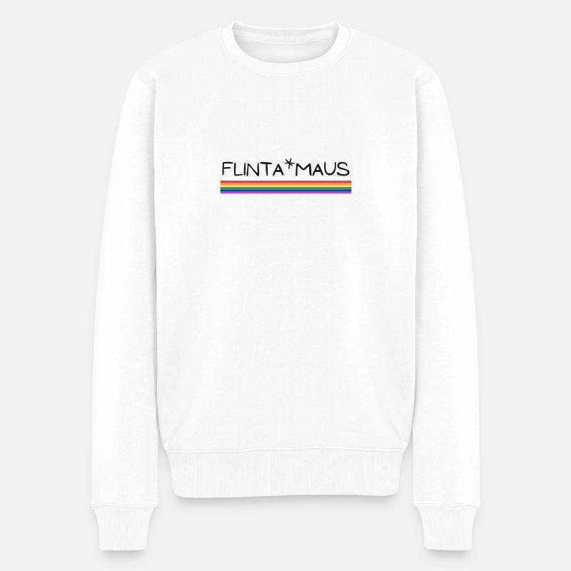 Flinta*Maus Logo Rainbow flag - Männer Premium Bio Pullover - Weiß