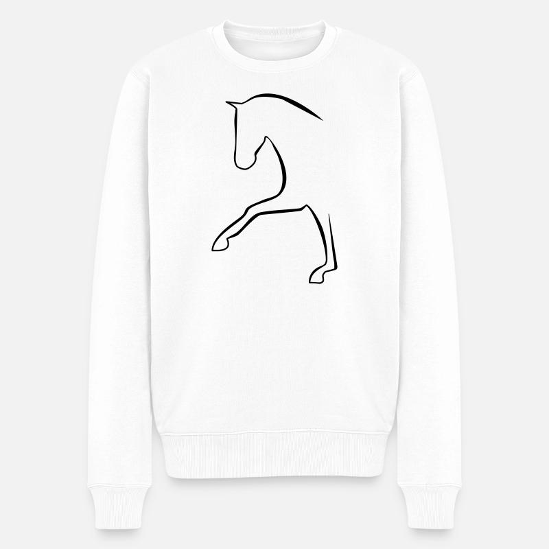 2541614 128432776 Dressurpferd - Männer Premium Bio Pullover - Weiß