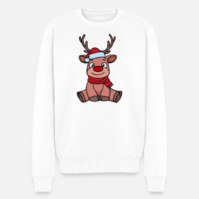 Xmas Rentier Weihnachten - Männer Premium Bio Pullover - Weiß
