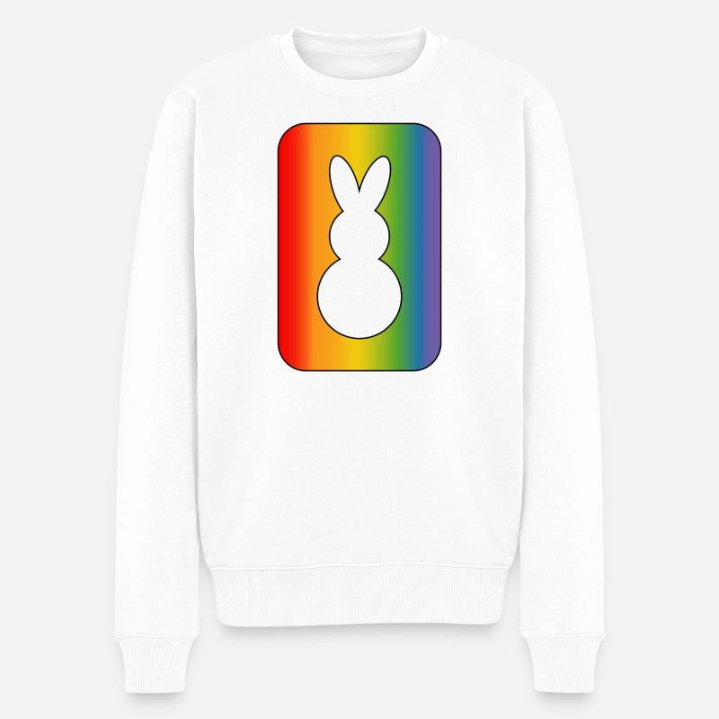 Regenbogen hase - Männer Premium Bio Pullover - Weiß