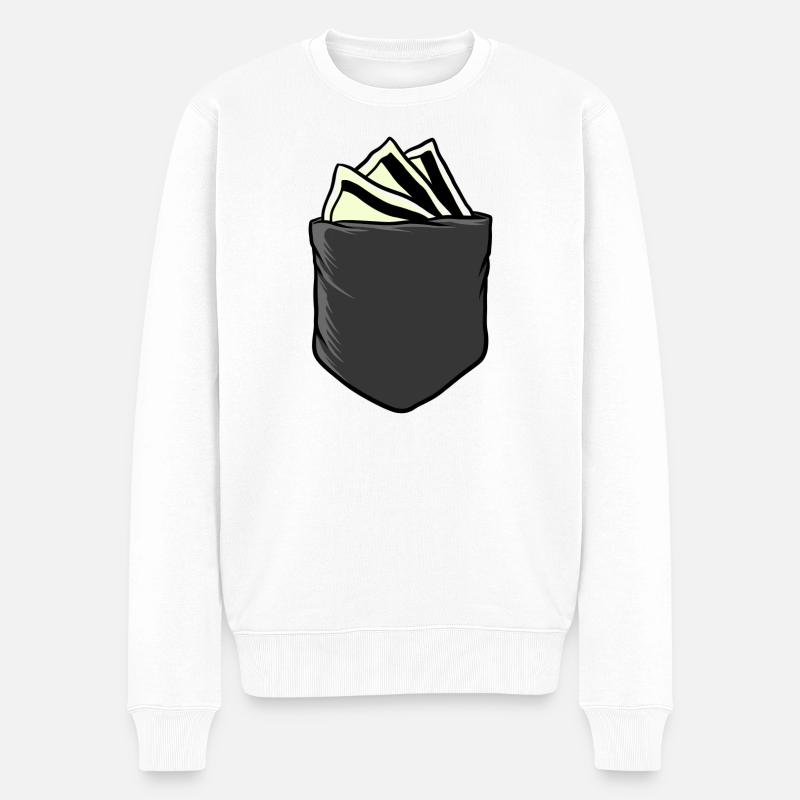 Bargeld Taschengeld - Männer Premium Bio Pullover - Weiß