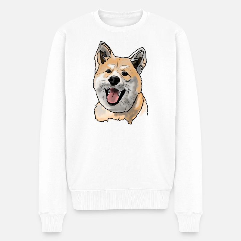 Akita Inu - Männer Premium Bio Pullover - Weiß