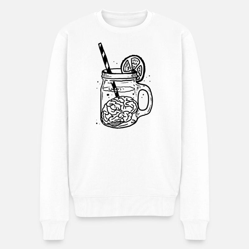 Brainfood 2 - Männer Premium Bio Pullover - Weiß
