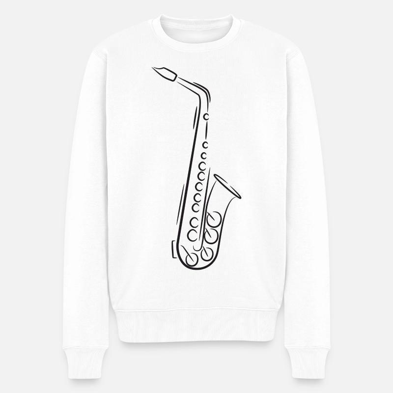 Saxophon - Männer Premium Bio Pullover - Weiß