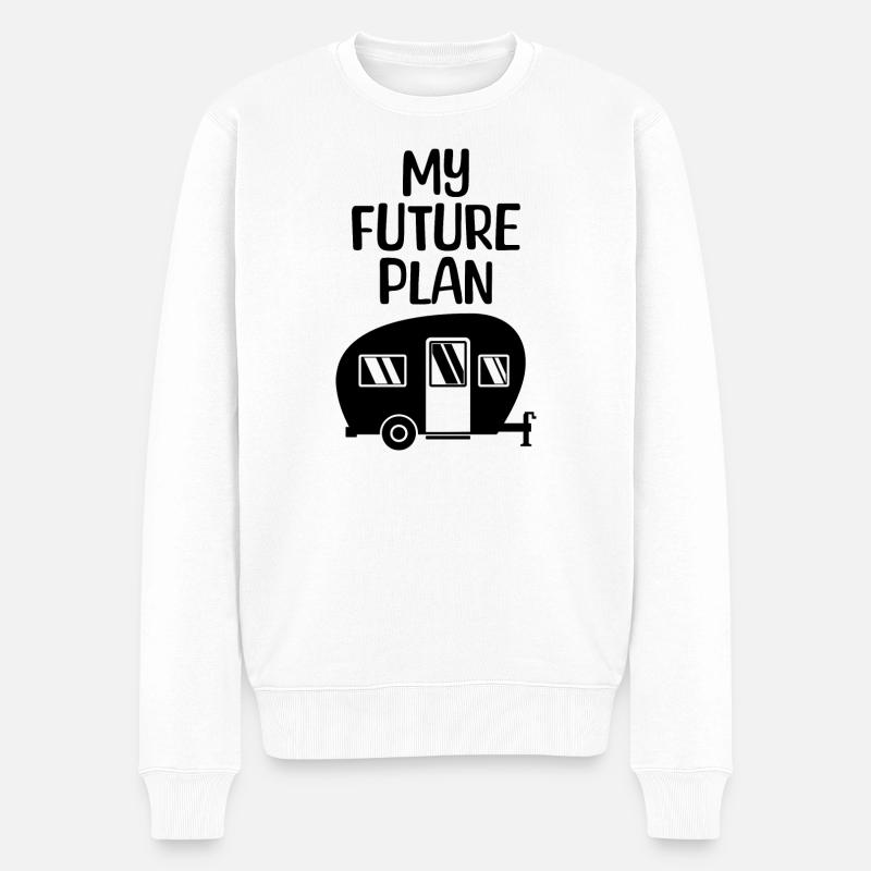 Wohnwagen Statement Camping Wanderer Chillen - Männer Premium Bio Pullover - Weiß