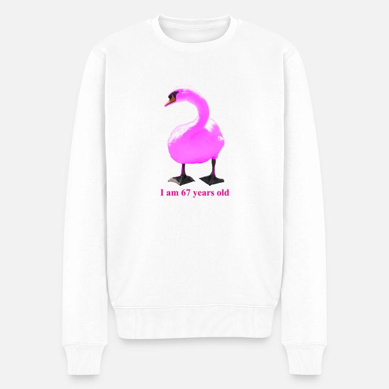 Überraschend verschnörkeltes Schwanen-Mash-Up - Männer Premium Bio Pullover - Weiß