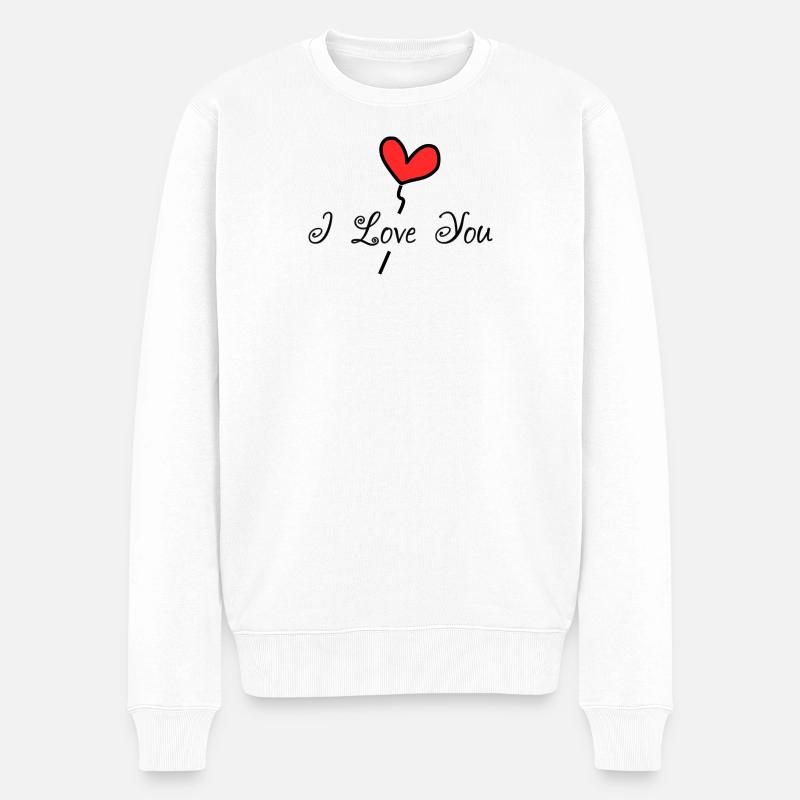 HERZ. WEIHNACHTEN. PAAR. VALENTINSTAG. GERADE VERHEIRATET. - Männer Premium Bio Pullover - Weiß