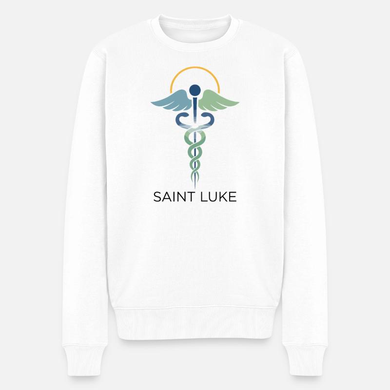Saint Luke: Medizinische Hilfe - Männer Premium Bio Pullover - Weiß