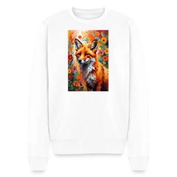 Fuchs Blumen abstrakt Fuchsliebhaber Geschenk  - Männer Premium Bio Pullover - Weiß - Vorne - Thijin (182cm)