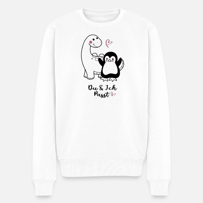 Kuschliger Pinguin mit Herzchen - Männer Premium Bio Pullover - Weiß