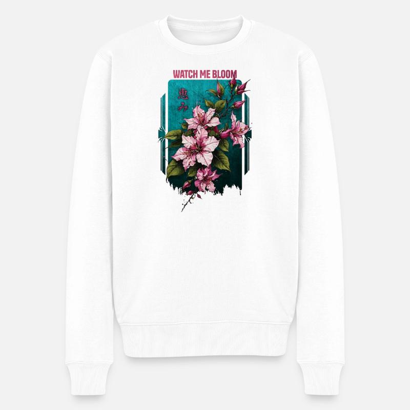Regardez-moi fleurir l’hibiscus - Pull Premium bio Homme - blanc