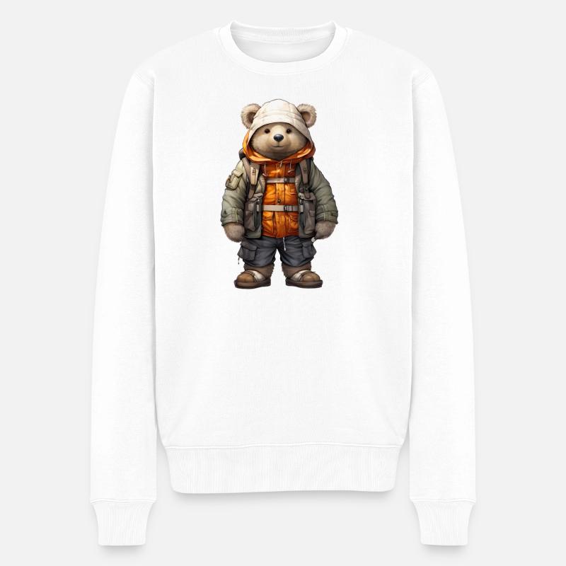 Ours d’aventure en tenue d’expédition - Pull Premium bio Homme - blanc