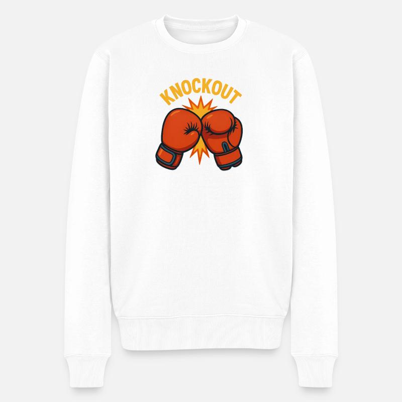 Knockout – Boxhandschuh Comic - Männer Premium Bio Pullover - Weiß