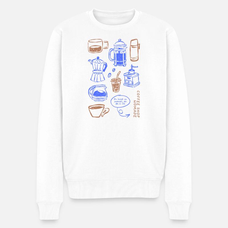 Coffeshop Essentials - Männer Premium Bio Pullover - Weiß