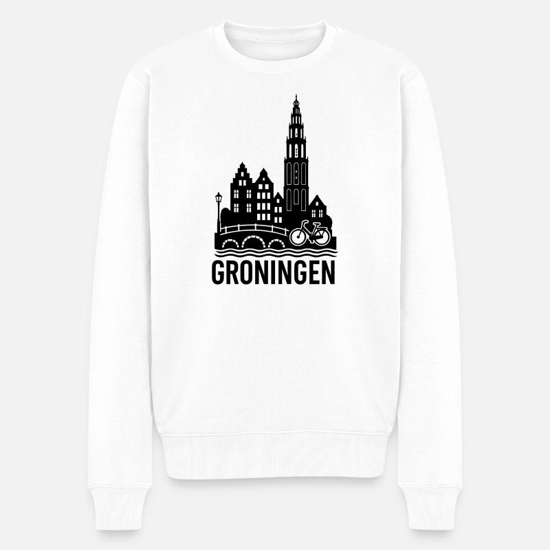 groningen silhouette - Männer Premium Bio Pullover - Weiß