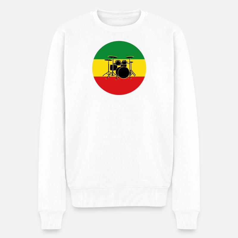 Silhouette de tambours reggae - Pull Premium bio Homme - blanc
