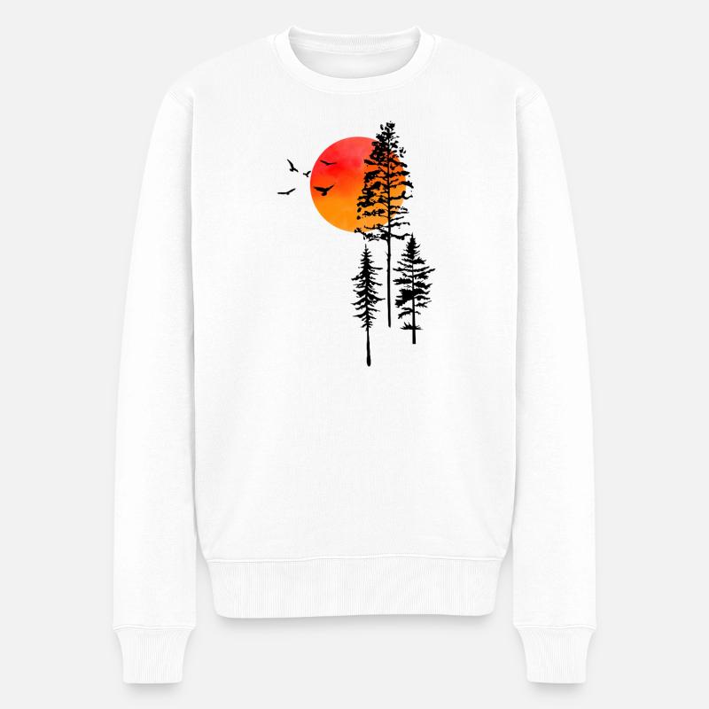 Lever du soleil et forêt  - Pull Premium bio Homme - blanc