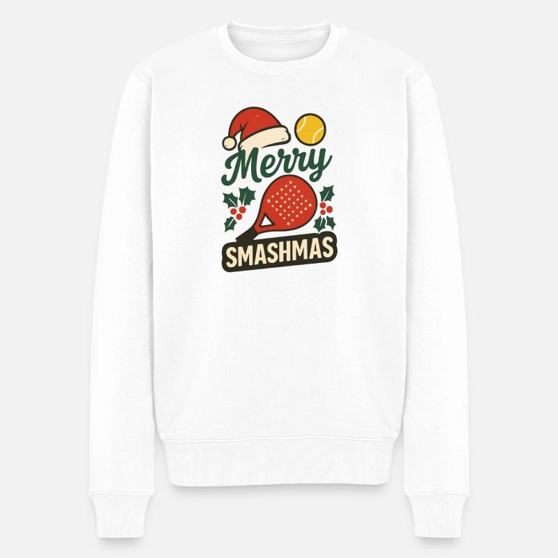 Merry Smashmas Padel Style - Männer Premium Bio Pullover - Weiß
