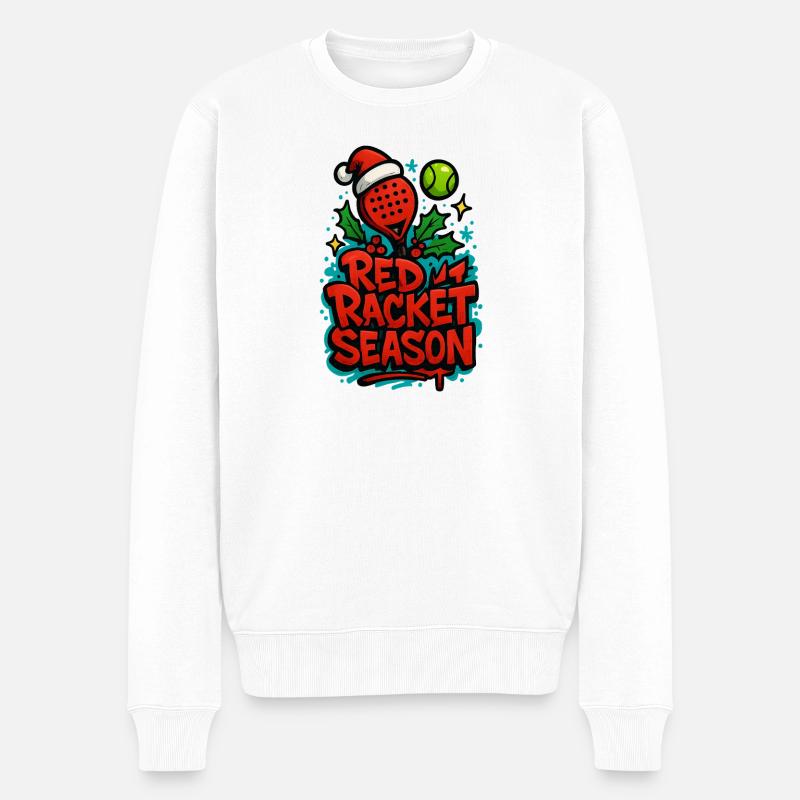 Red Padel Racket Season - Männer Premium Bio Pullover - Weiß