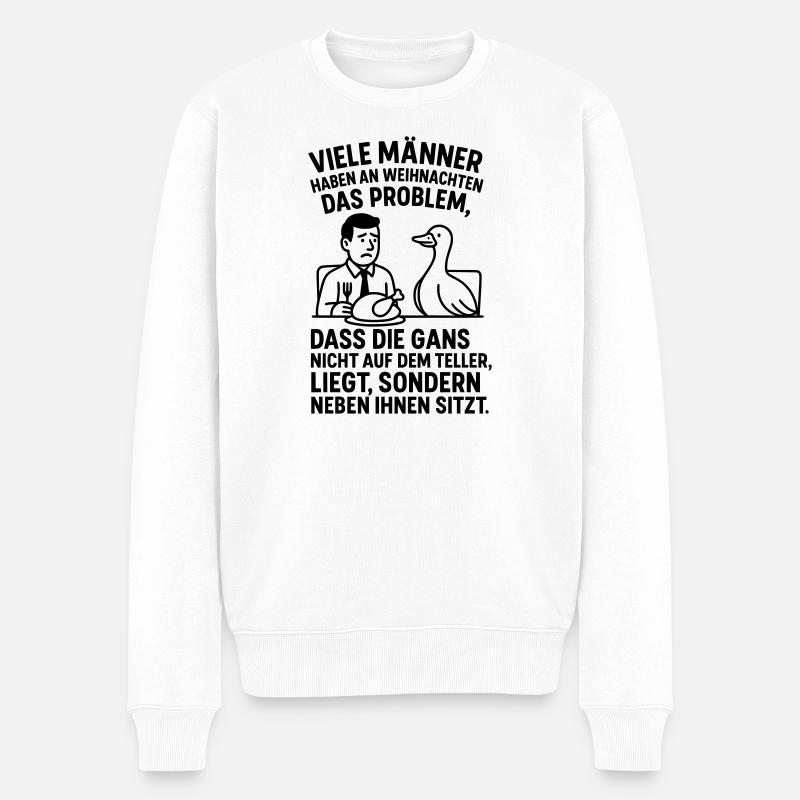gans weihnachten männer witz  - Männer Premium Bio Pullover - Weiß
