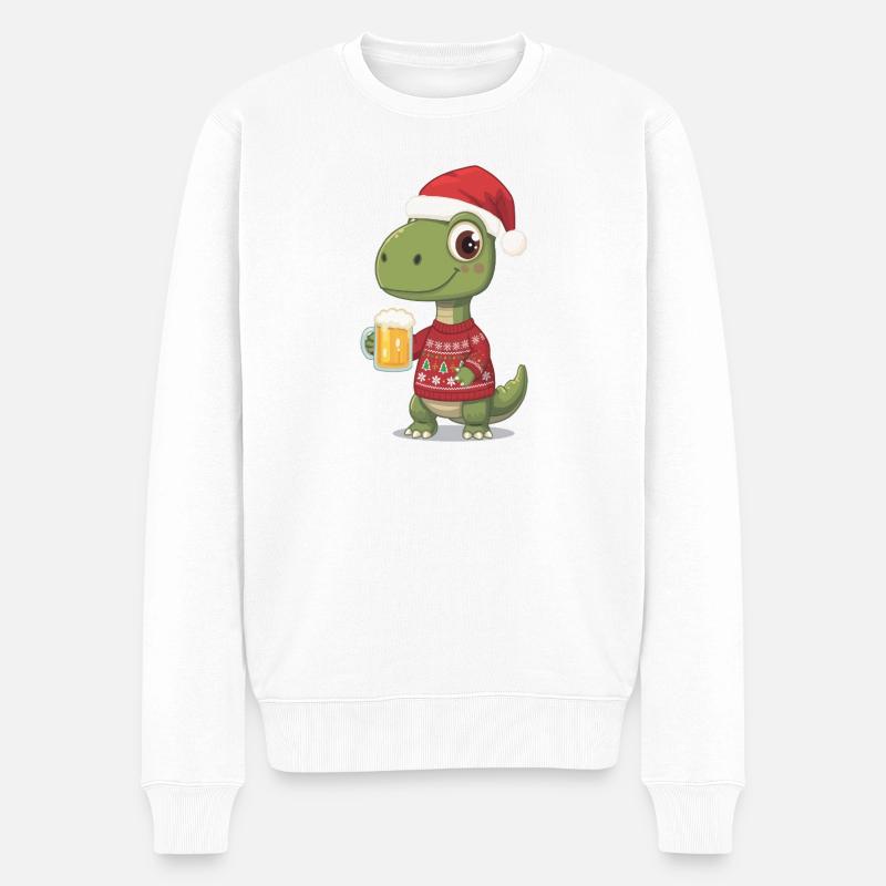 Dino Noël Pull Festif - Pull Premium bio Homme - blanc