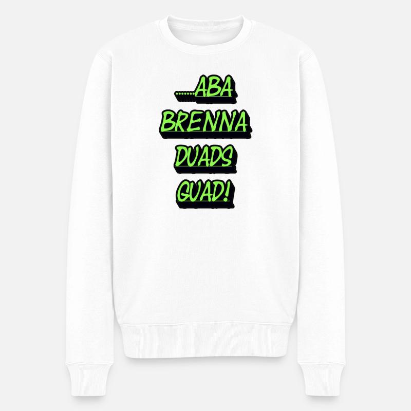 Neon-Grün Textblock Quad Duads - Männer Premium Bio Pullover - Weiß