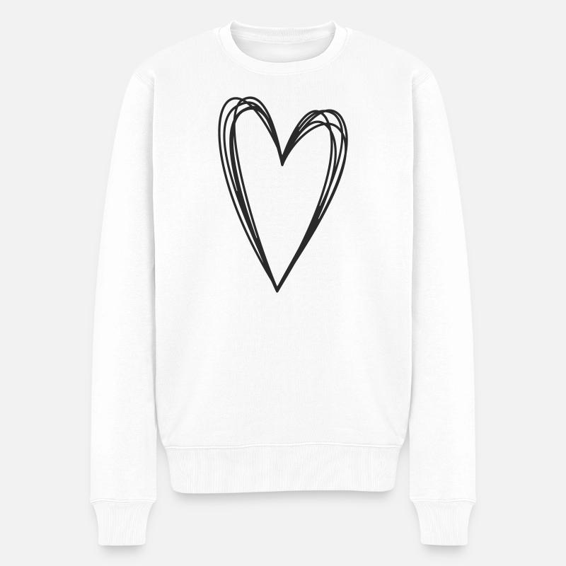 Handgezeichnetes Herz - Männer Premium Bio Pullover - Weiß