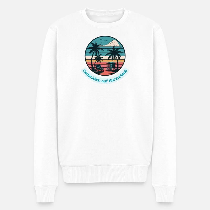Gedanklich auf Kurzurlaub - Männer Premium Bio Pullover - Weiß