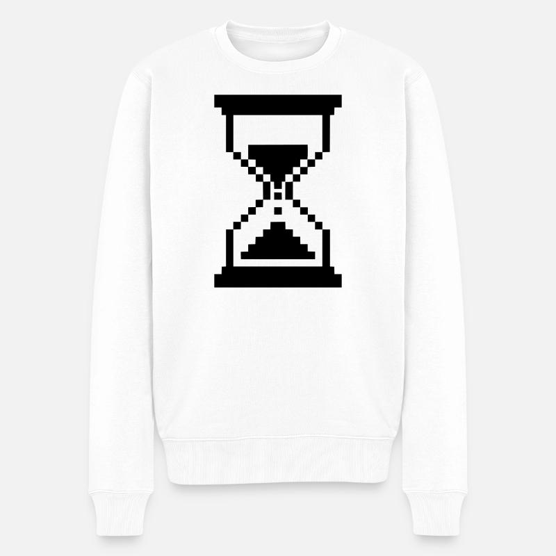 Pixel Sanduhr Ladesymbol - Männer Premium Bio Pullover - Weiß
