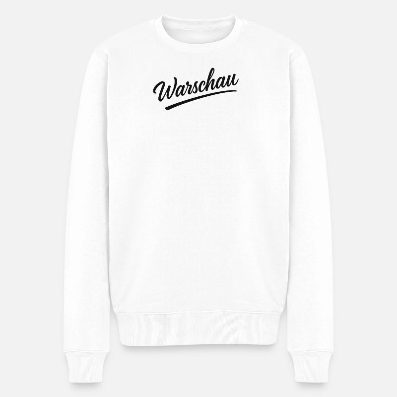 Lettrage de Varsovie en italique - Pull Premium bio Homme - blanc