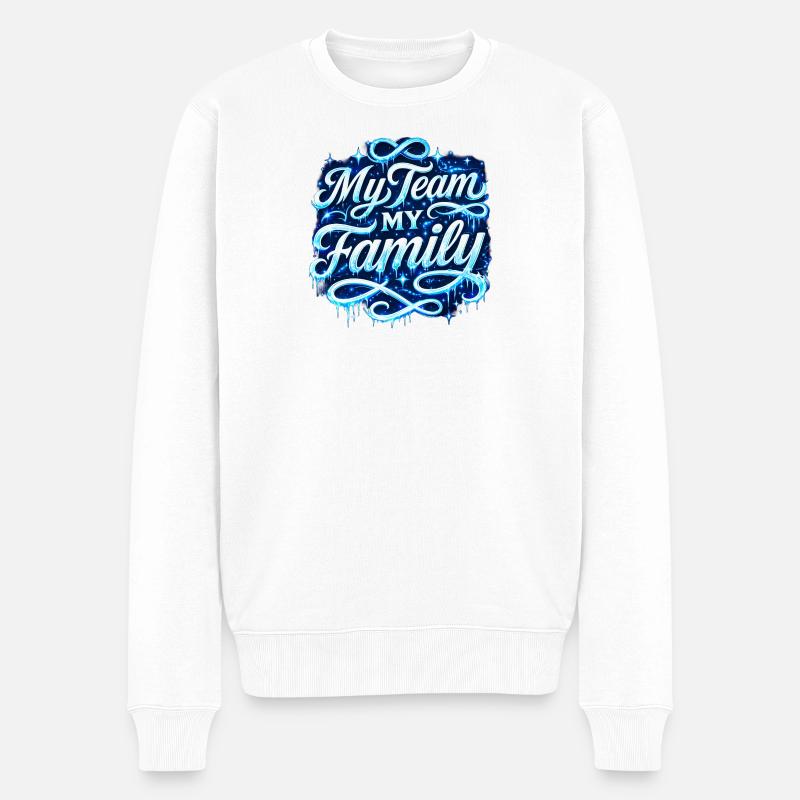 My Team My Family Neon Script - Men's Premium Organic Jumper - white