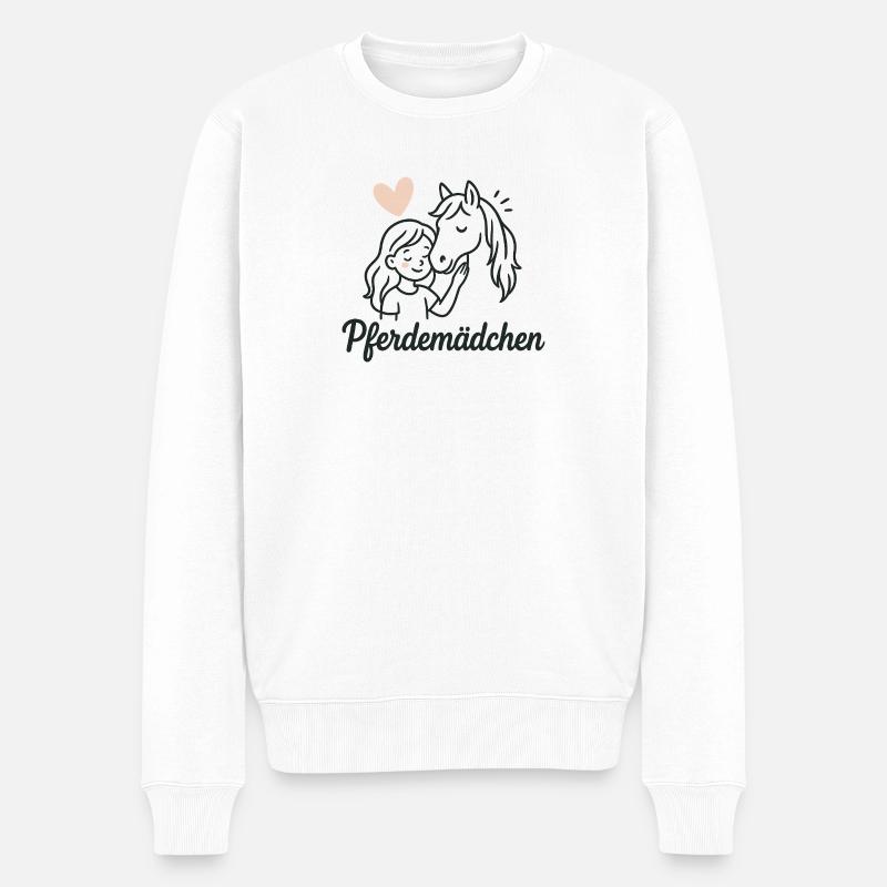 Pferdemädchen Herzenspferd - Männer Premium Bio Pullover - Weiß