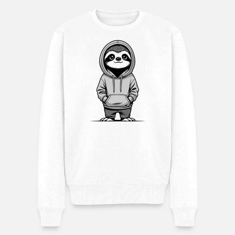 Faultier im Hoodie - Männer Premium Bio Pullover - Weiß