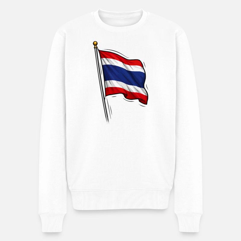 Thailand Fahne - Männer Premium Bio Pullover - Weiß