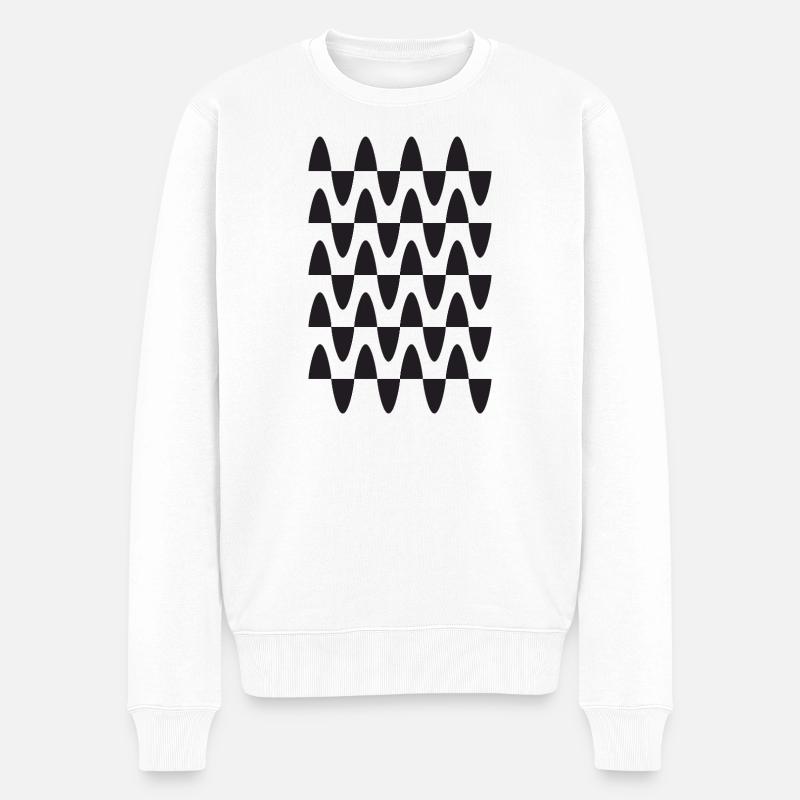 Mitternachtswellen-Gittermuster - Männer Premium Bio Pullover - Weiß