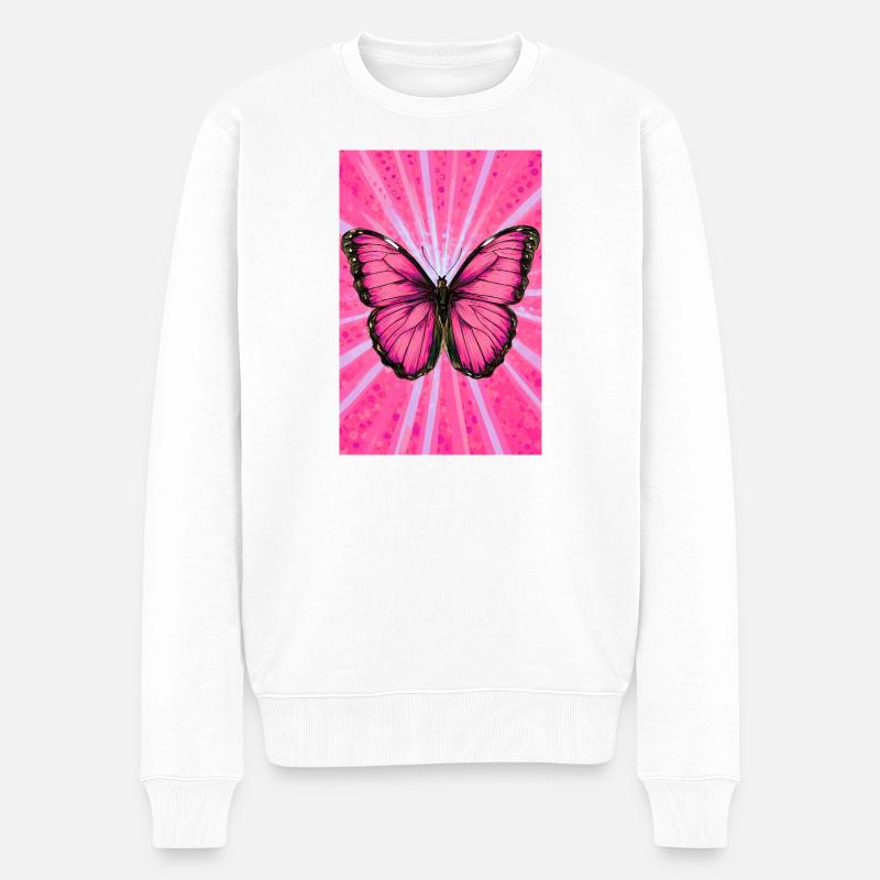 Schmetterling - Männer Premium Bio Pullover - Weiß