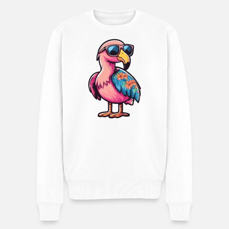 Flamingo Comic Urlaub - Männer Premium Bio Pullover - Weiß