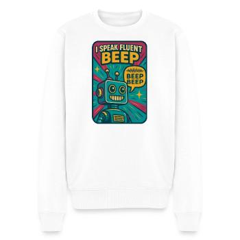 Flowing Beep | Robot Sci-Fi Nerd - Men's Premium Organic Jumper - white - Front - Thijin (182cm)