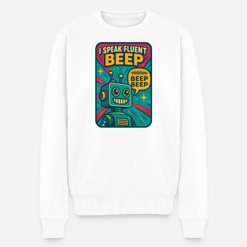 Bip fluide | Robot Science-Fi Nerd - Pull Premium bio Homme - blanc