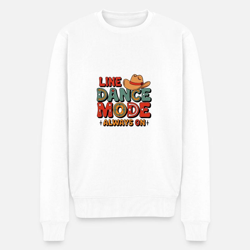Immer im Line Dance Modus buntes LInedance Design - Männer Premium Bio Pullover - Weiß