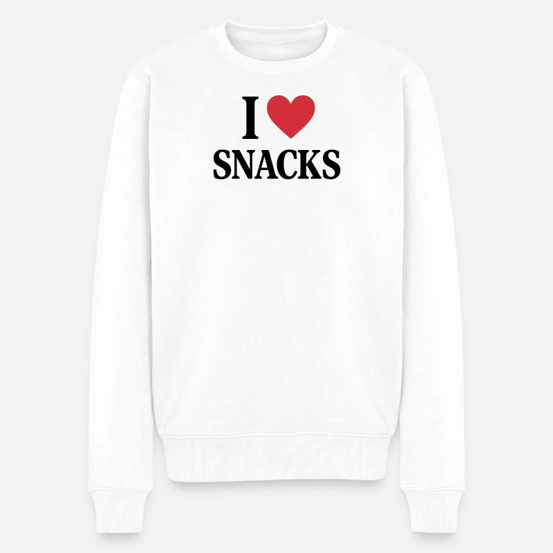 I ❤️ SNACKS - Männer Premium Bio Pullover - Weiß
