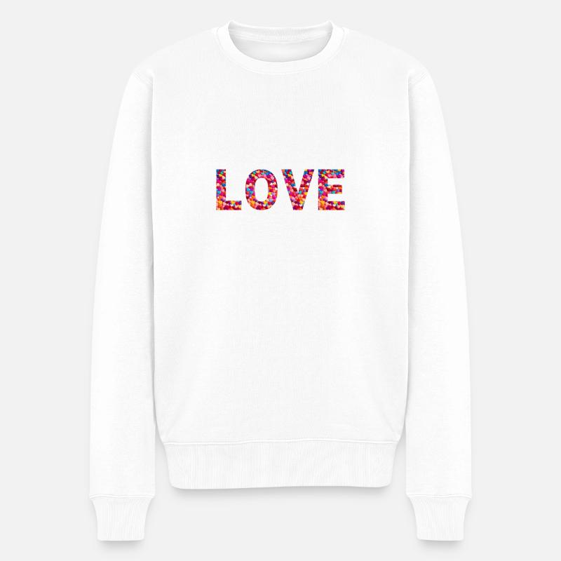 Herzliche Typografie - Männer Premium Bio Pullover - Weiß