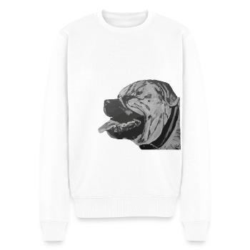 Hund in Schwarz-Weiß Abstrakter Stil STAFFY - Männer Premium Bio Pullover - Weiß - Vorne - Thijin (182cm)