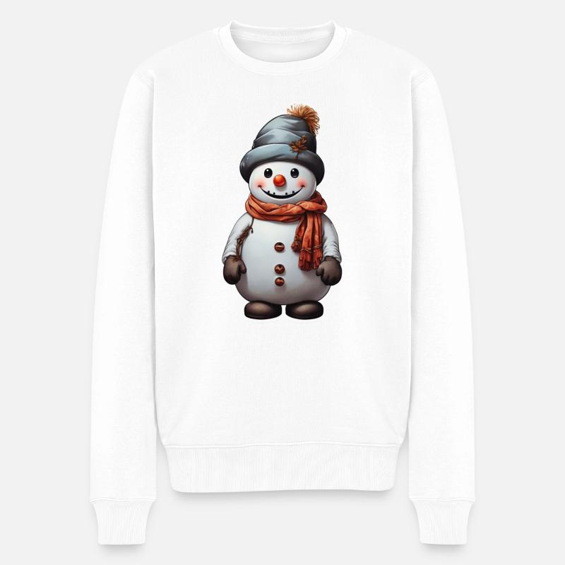 Schneemann - Männer Premium Bio Pullover - Weiß