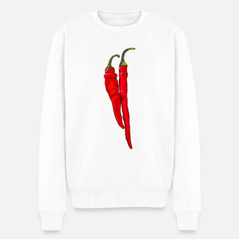 Chili Pepper Scharf Chilischote Paprika Spicy Food - Männer Premium Bio Pullover - Weiß