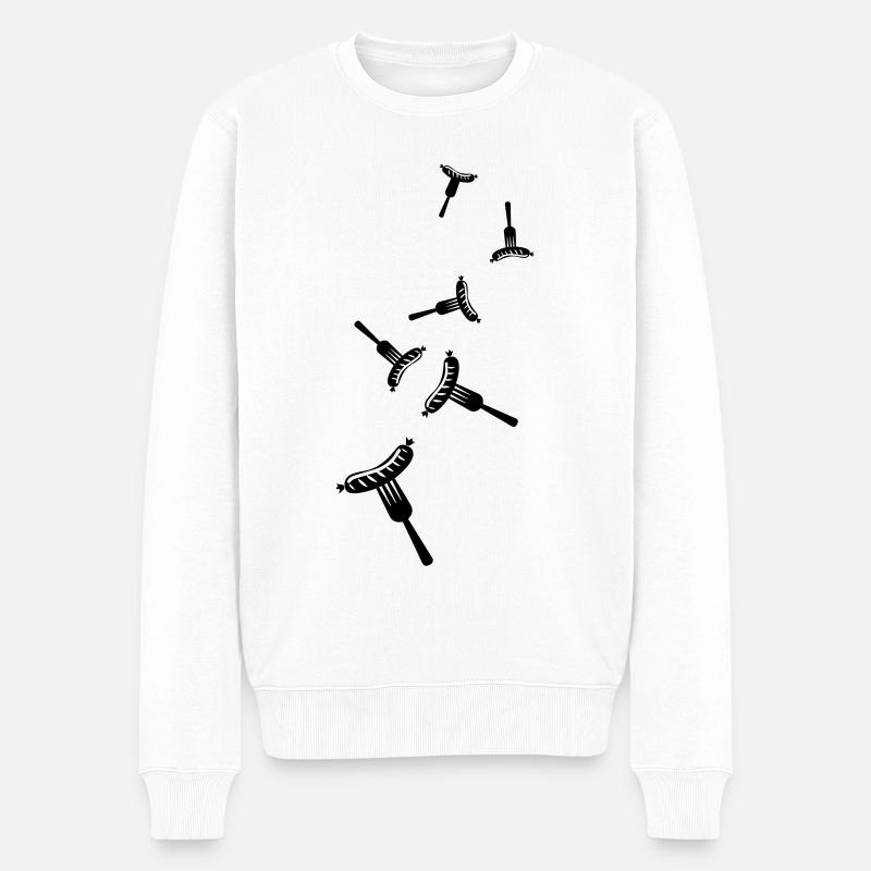 Bratwurst Fleisch icon - Männer Premium Bio Pullover - Weiß