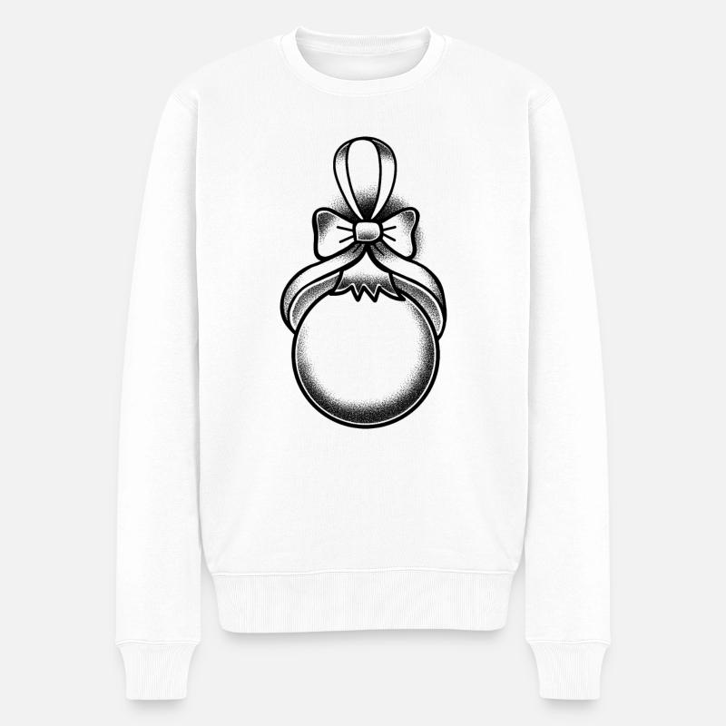 Dunkle Weihnachtskugel im Tattoo-Stil - Männer Premium Bio Pullover - Weiß