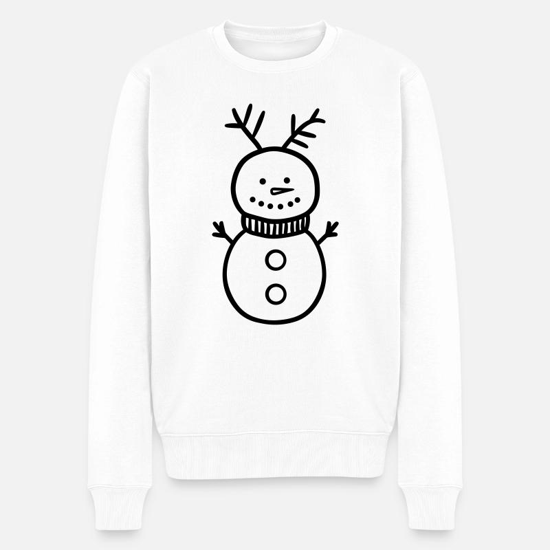 Schneemann - Männer Premium Bio Pullover - Weiß