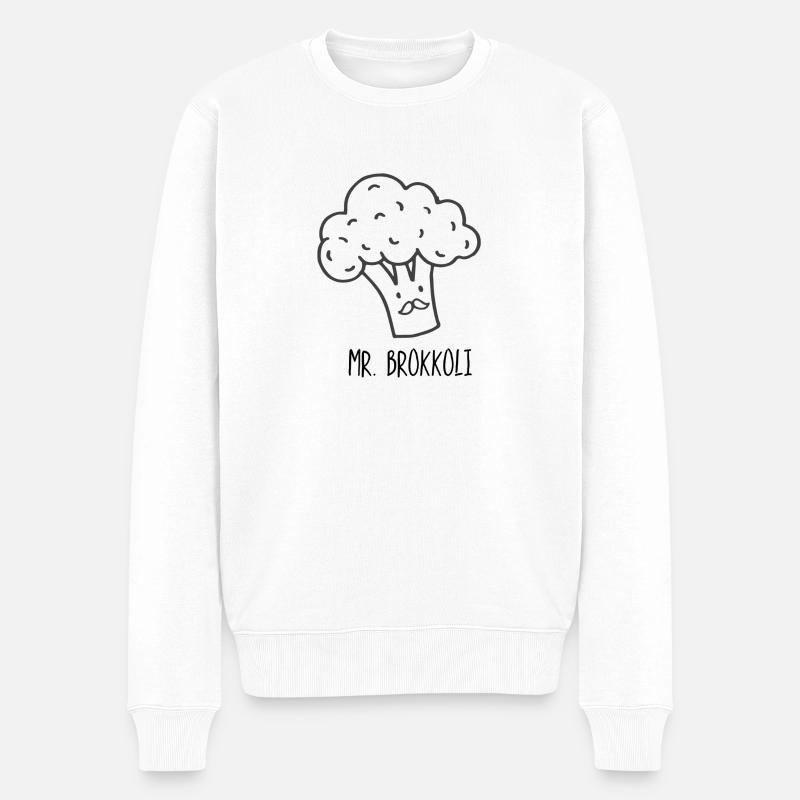 Mr Brokkoli - Männer Premium Bio Pullover - Weiß